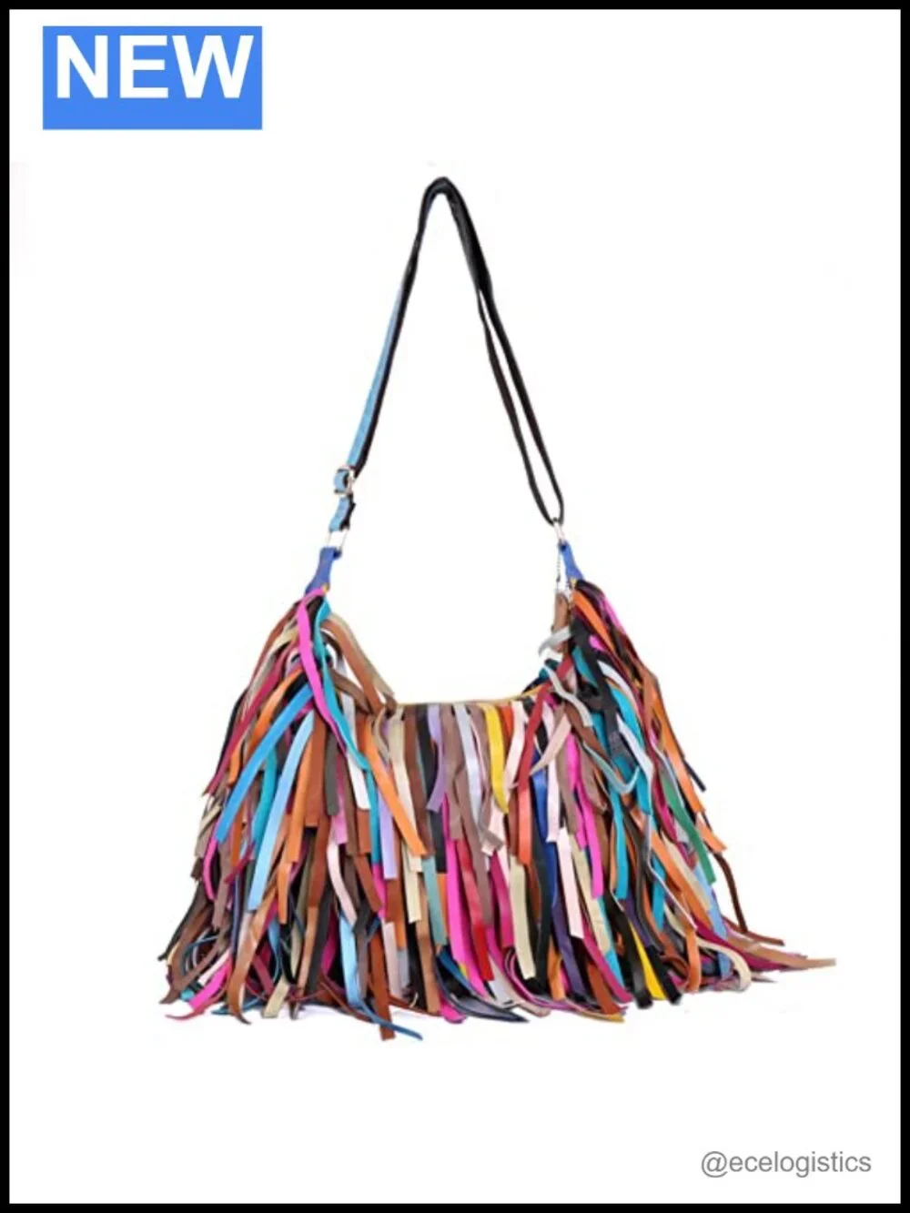 Genuine Sheepskin Patchwork Hobo Bag Tassel Shoulder Tote